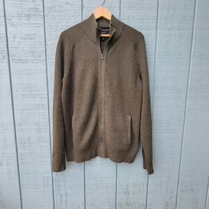 Banana Republic Men's Pima Cotton Full Zip Sweater Jacket sz L Tall Green